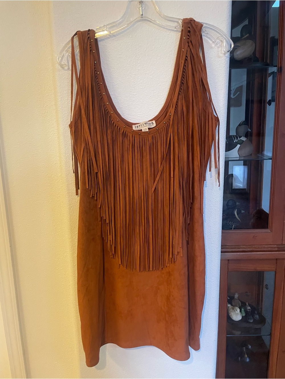 Idyllwind Rust Suede Fringe Mini Dress